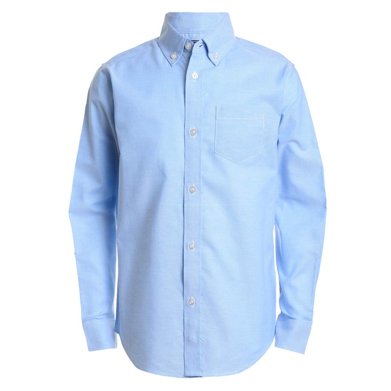 Izod Little Boy's Long Sleeve Solid Button-Down Oxford Shirt Shirt, ox Blue, 5